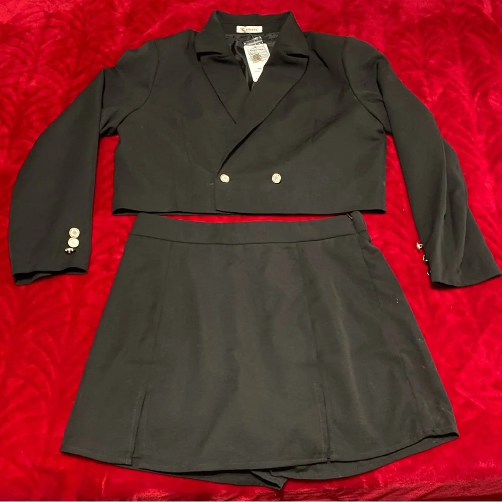 NWT Large Black Skort Suit Measurements in pics Stylish Professional Cute Flare - Picture 1 of 17